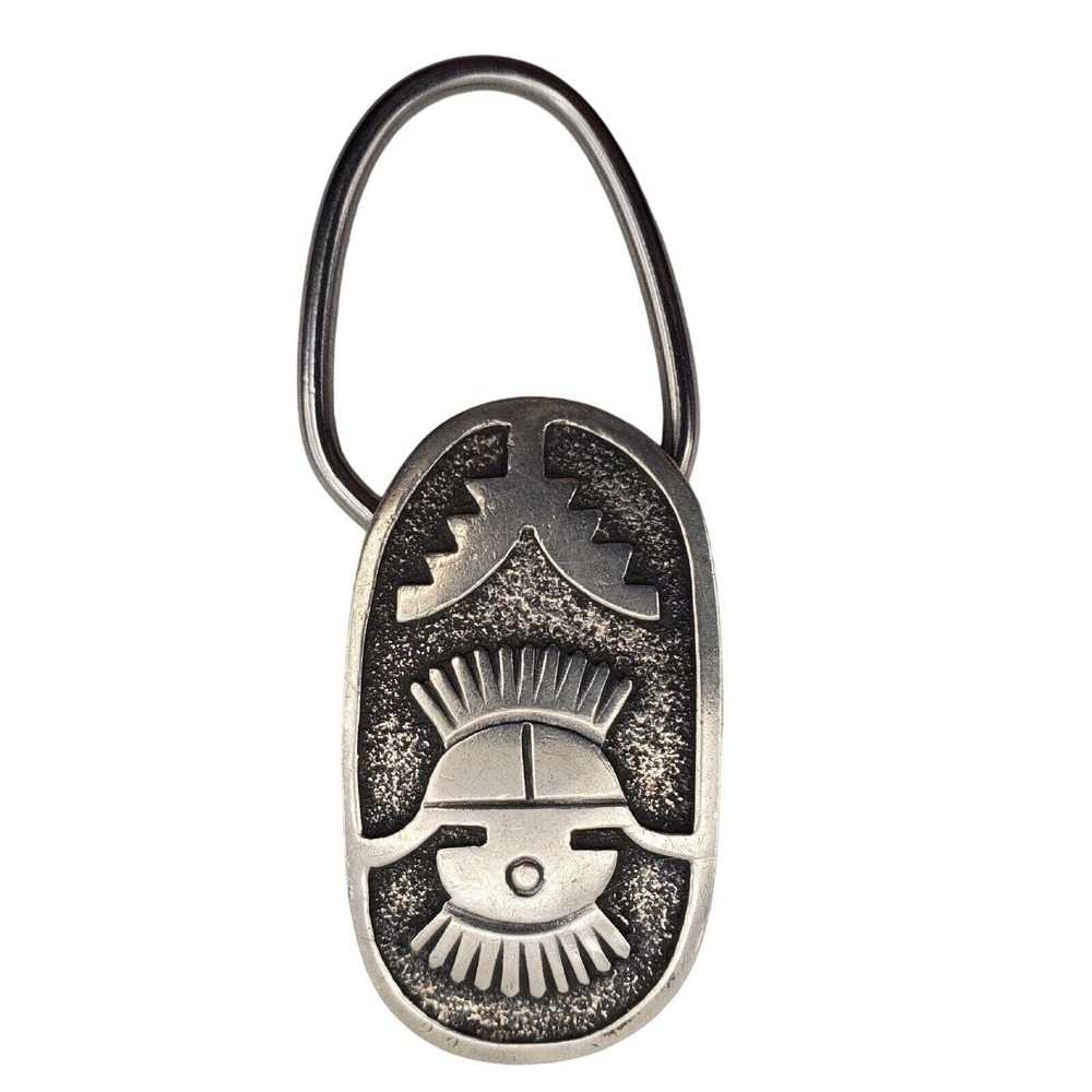 Bennett Keychain Sterling‎ Silver Kachina Navajo Sunface Key Holder Vintage 11g